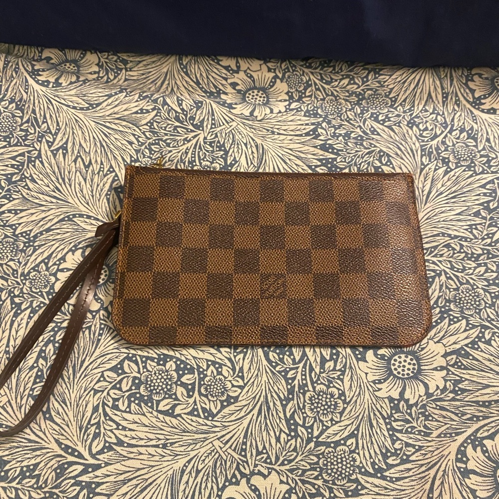 Louis Vuitton Neverfull Damier Ebene Red  Pochette PM Clutch Wristlet